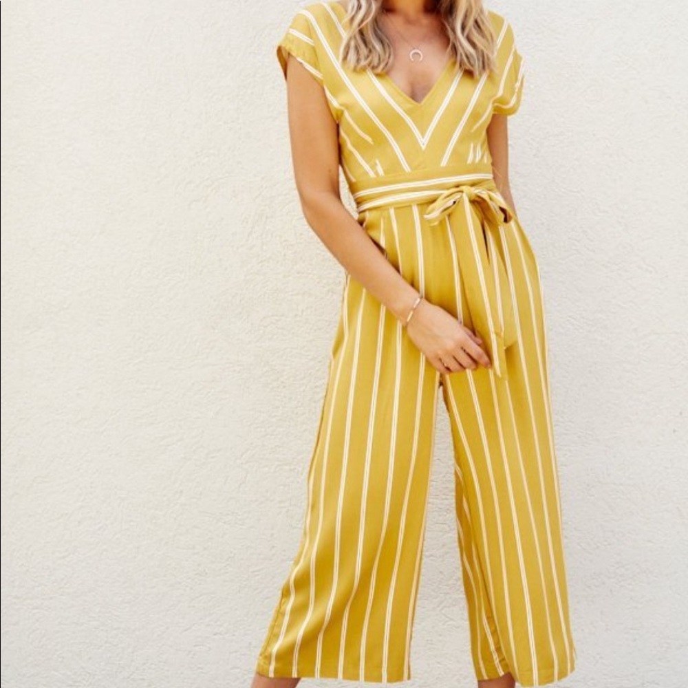 BB Dakota Yellow Striped Jumpsuit